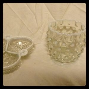 Hobnail Candy Dish and Vase
